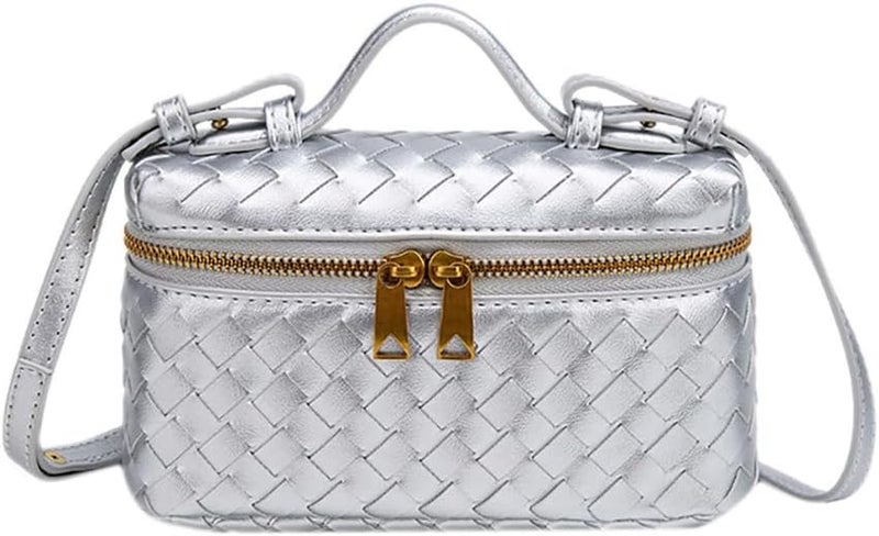 Eautyba Womens Woven Crossbody Handbag Fashion Leather Top Handle Bag - Image 1